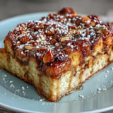Baked Stale Croissant French Toast Casserole with a rich, custardy texture, perfect for brunch.