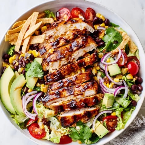 A bowl of Honey Lime Chicken Taco Salad features crisp romaine, sweet corn, black beans, and diced avocado.