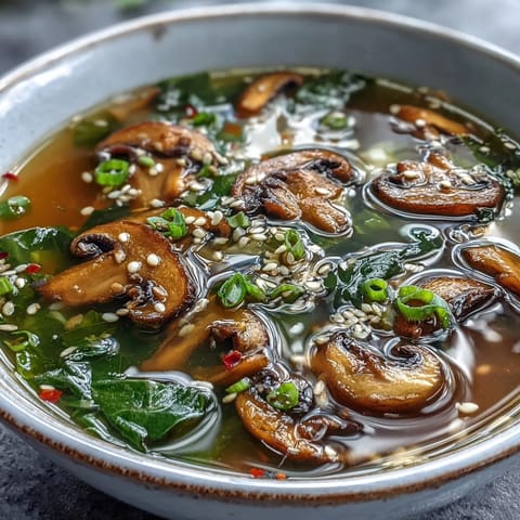 Spoon lifting a bite of ginger-miso winter soup from a rustic bowl, revealing tender carrots and silken tofu in a warming, umami-rich broth.