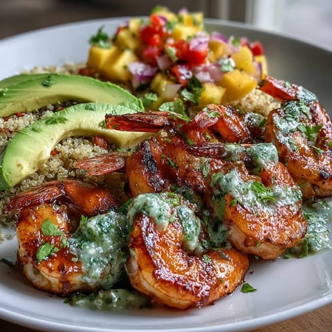 Spoonfuls of bright mango salsa and a drizzle of zesty lime chili sauce top these refreshing bowls.