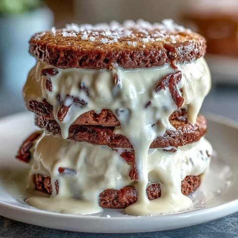 Vanilla Bean Frappuccino Ice Cream Sandwiches with creamy vanilla bean ice cream between espresso cookies, perfect for summer indulgence.