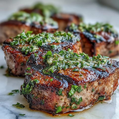 Juicy grilled lamb chops topped with bright mint gremolata, a fresh and zesty Mediterranean-inspired dish perfect for Easter dinner.