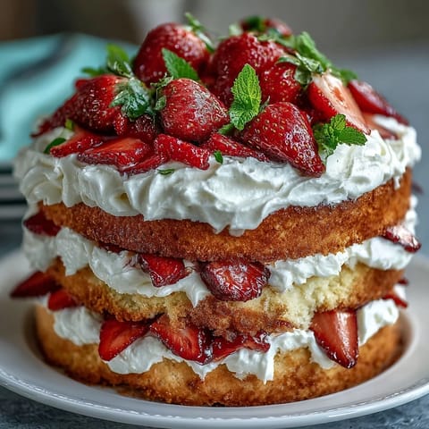 Naked spring cake with fresh strawberries and cream, perfect for elegant celebrations.