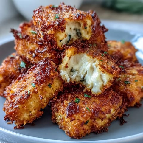 Crispy air fryer tofu nuggets golden brown, perfect for dipping into a sauce.