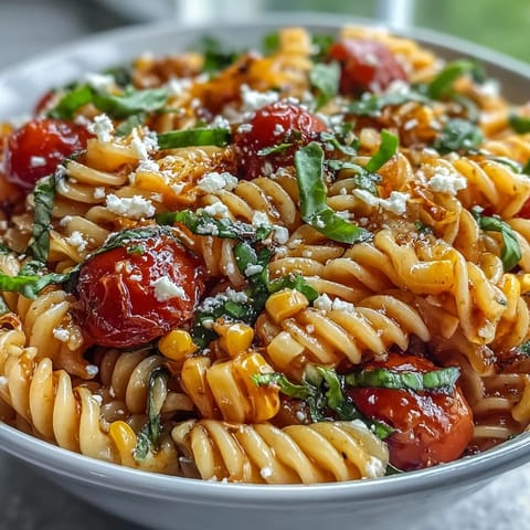 Bright Tomato Corn Pasta Salad Cups bursting with fresh summer colors and flavors.
