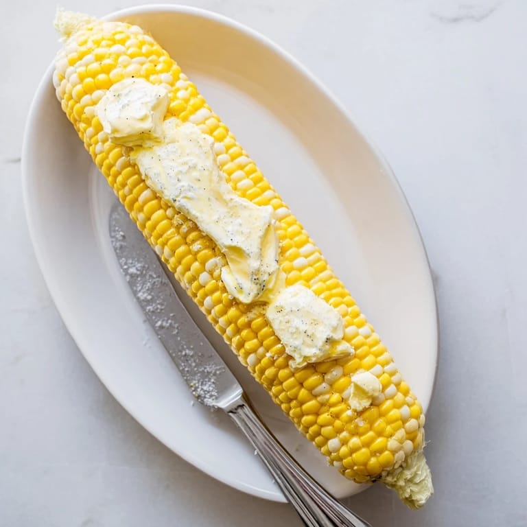Perfectly boiled corn on the cob, dripping with creamy butter, served warm as a classic American side.