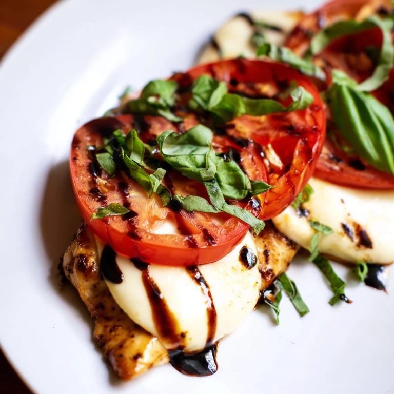 Serving suggestion for Caprese Chicken Skillet with a side salad and crusty bread on a rustic wooden table.