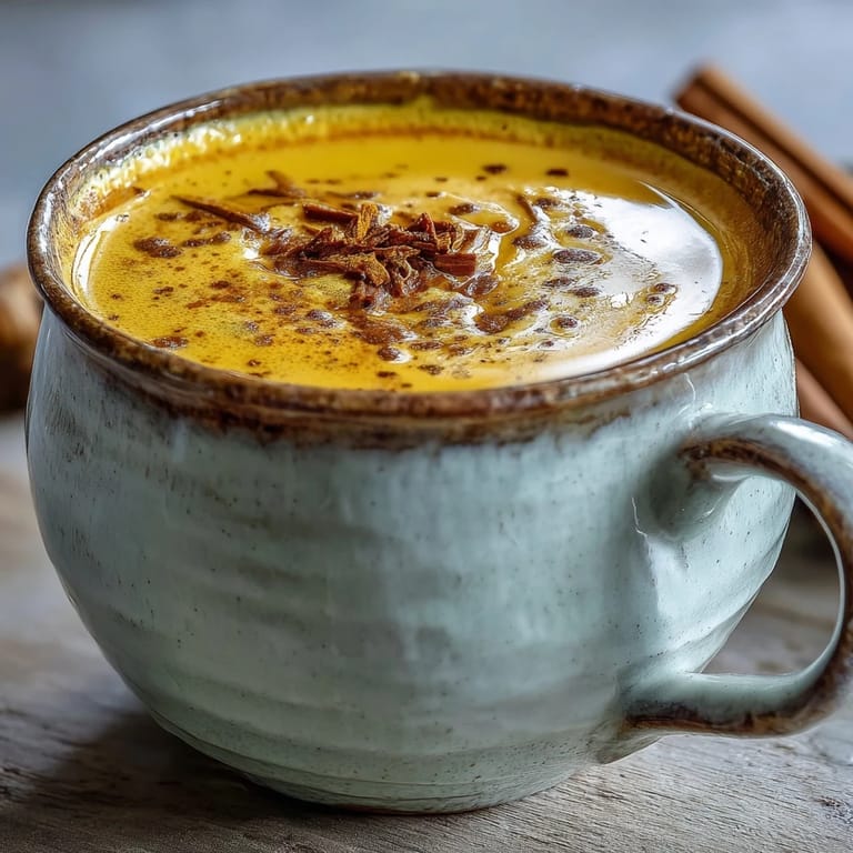 Turmeric and Ginger Golden Milk with spices and honey, served beside oat cookies for dipping.