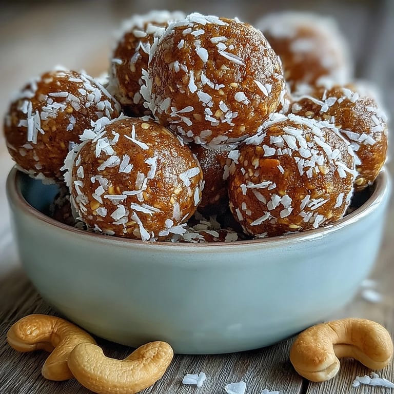 Vibrant golden-orange energy balls with visible hemp seeds and ginger flecks, served in a white ceramic bowl.