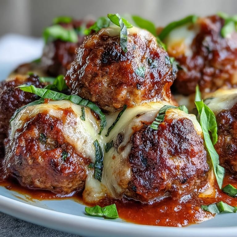 Golden Garlicky Meatballs With Marinara plated with a side salad and extra Parmesan for a family dinner.