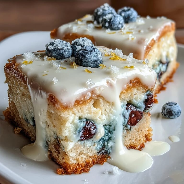 Chewy blondie bars bursting with fresh blueberries, lemon zest, and creamy white chocolate chunks, perfect for summer dessert.