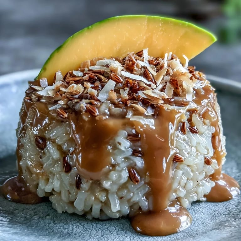 Delightful mango sticky rice cups garnished with mint leaves, offering a modern twist on a classic Thai treat.