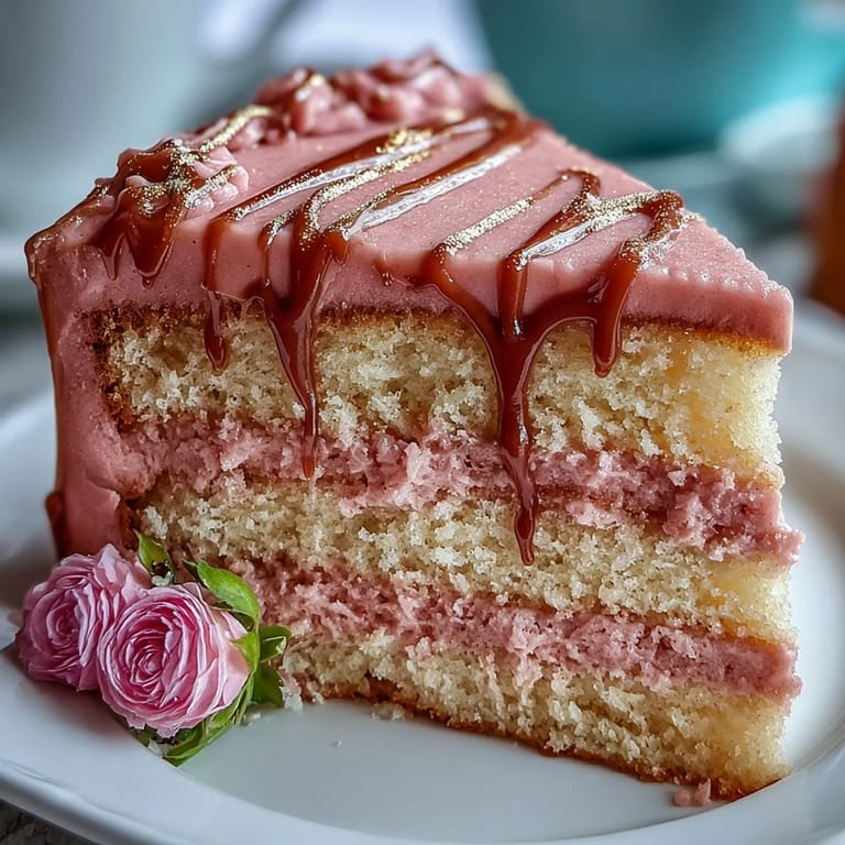Decadent Rosé Velvet Cake, perfected for bridal celebrations, glistening with gold.