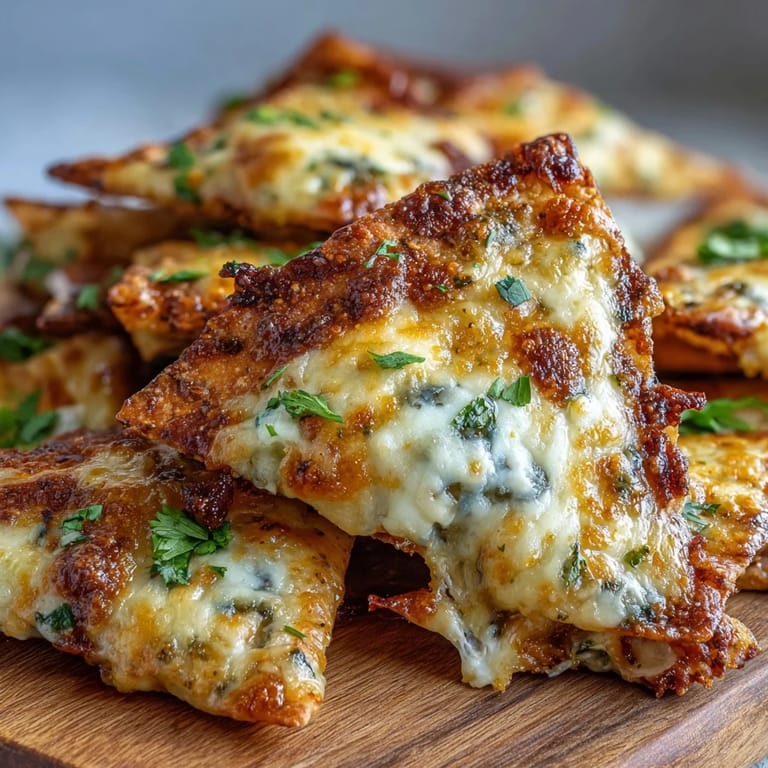 Golden cheese-stuffed tortilla chips, hot from the fryer, sprinkled with sea salt.
