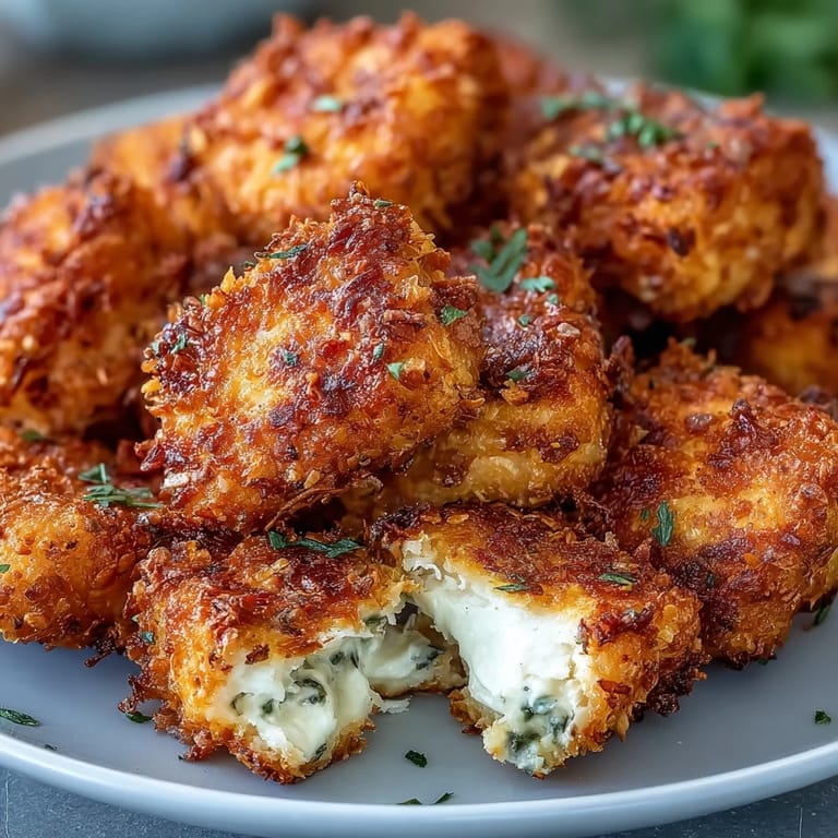 Golden air fryer tofu nuggets, ready as a delicious vegan appetizer.