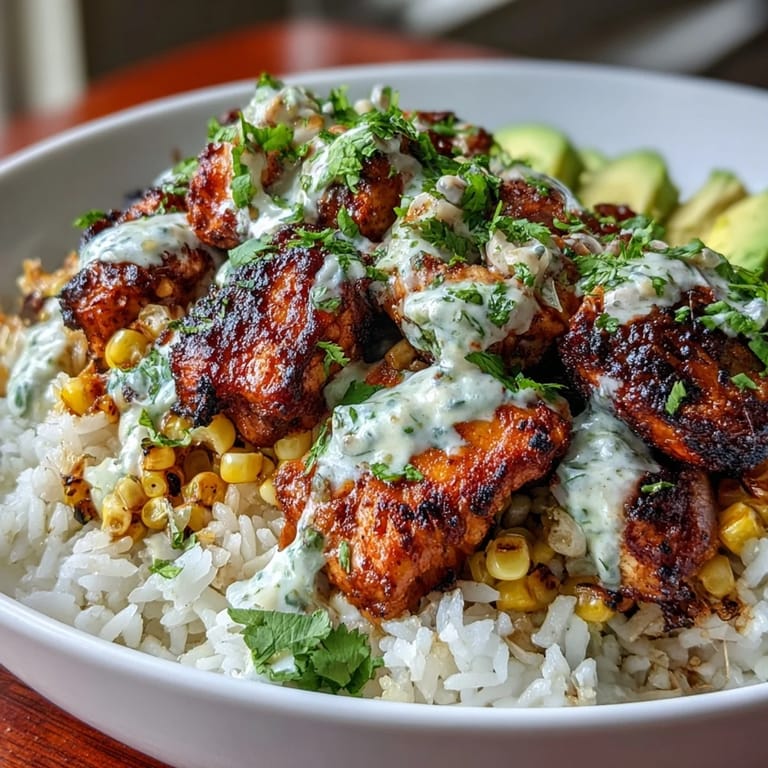Hearty, colorful Street Corn Chicken Rice Bowls perfect for a weeknight family meal.