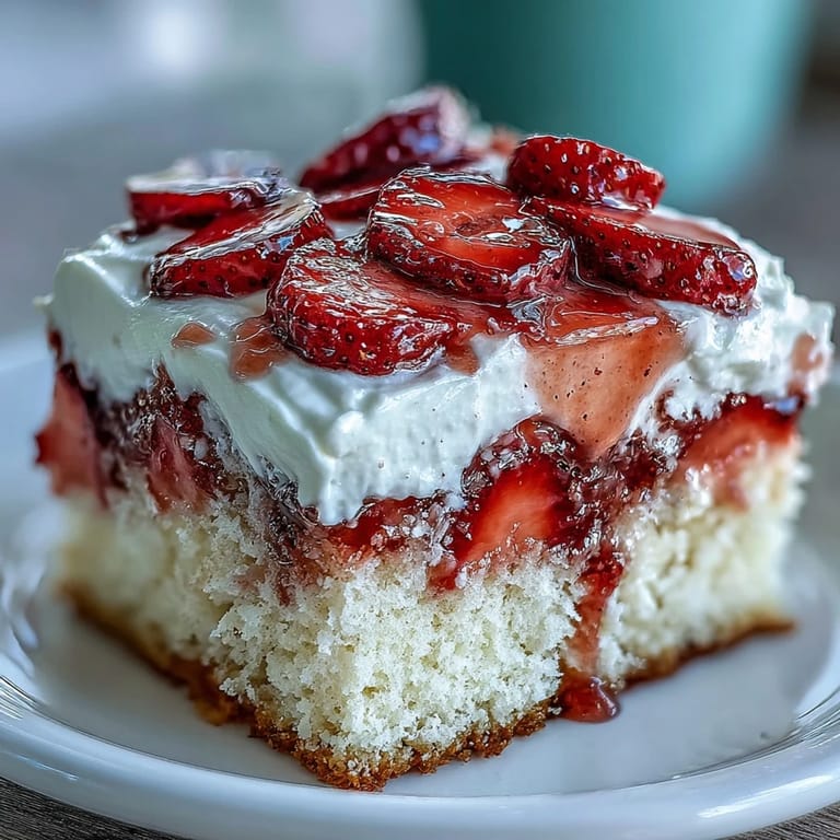 Decadent Strawberry Horchata Tres Leches Cake, showcasing layers of creamy, fruity goodness.