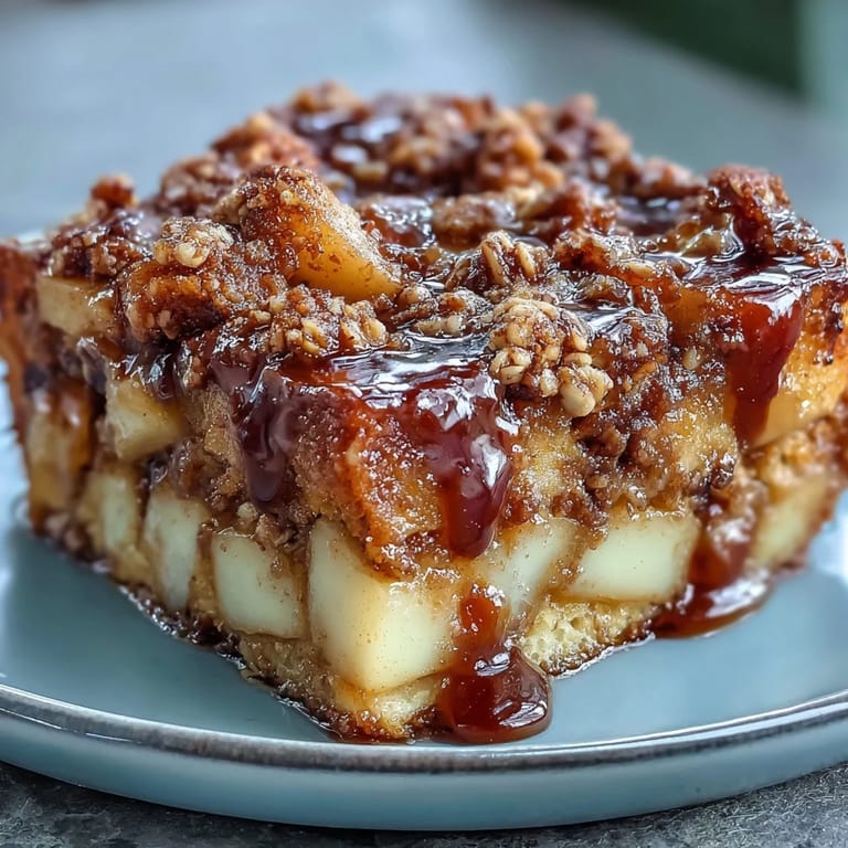 Sweet, cinnamon-spiced Apple Pie Overnight French Toast bake, perfect for mornings.