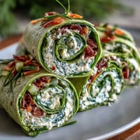 Colorful spinach tortilla pinwheels stuffed with herb cream cheese and fresh veggies, ideal for healthy snacking.