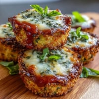Golden-brown Crispy Zucchini Pizza Bites topped with melted mozzarella and herbs.