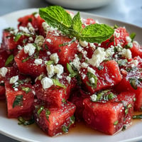 Refreshing watermelon feta salsa with crunchy homemade pita chips, a vibrant summer appetizer.